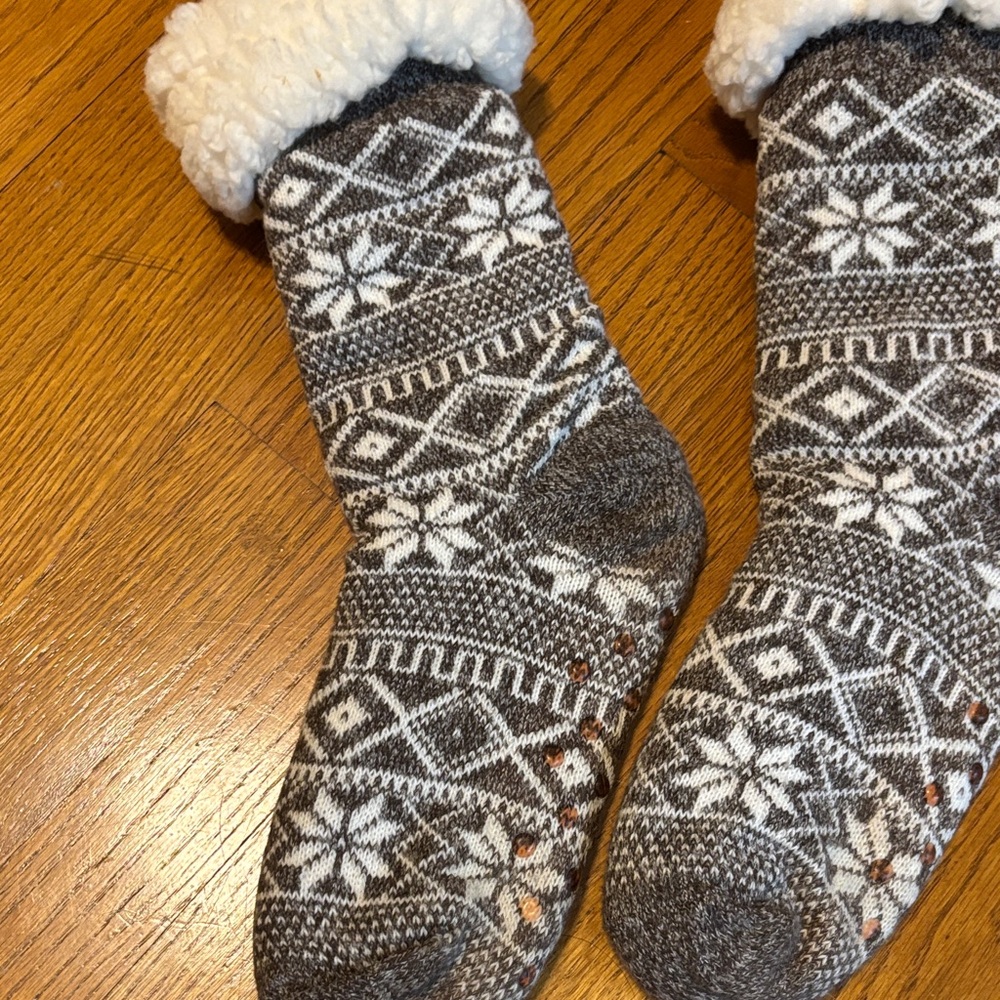 Cozy Gray and White Knit Socks, never worn